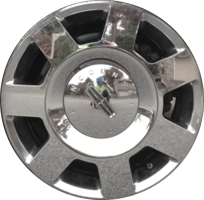 Lincoln Navigator 2005-2006 chrome 18x8 aluminum wheels or rims. Hollander part number ALY3596, OEM part number 5L7Z1007AA.