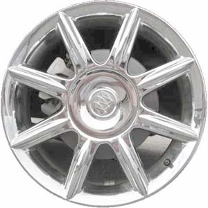 Buick Allure 2005-2008, LaCrosse 2005-2008 chrome 17x6.5 aluminum wheels or rims. Hollander part number 4067, OEM part number 9596398.