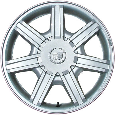 Cadillac SRX 2004-2005 powder coat silver 17x7.5 aluminum wheels or rims. Hollander part number ALY4593/4580, OEM part number 9594300, 9596270.