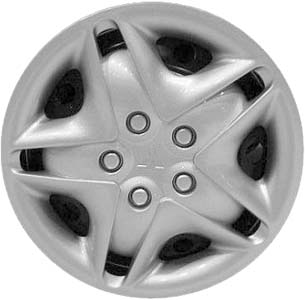 Mitsubishi Galant 1999-2003, Plastic 5 Double Spoke, Single Hubcap or Wheel Cover For 16 Inch Steel Wheels. Hollander Part Number H57564.