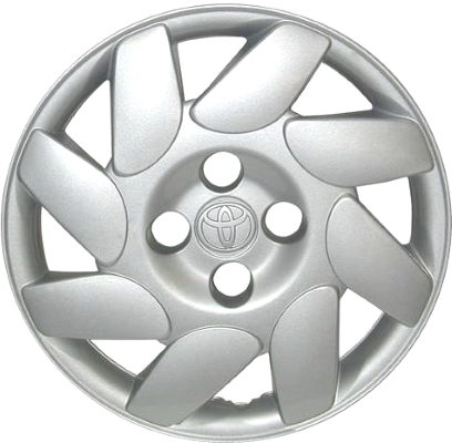 Toyota Corolla 2000-2002, Plastic 9 Spoke, Single Hubcap or Wheel Cover For 14 Inch Steel Wheels. Hollander Part Number H61110.