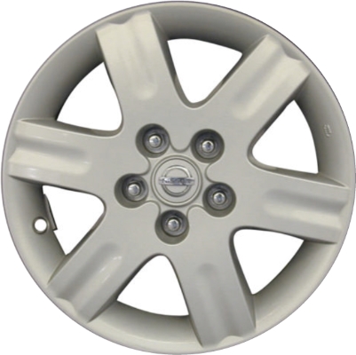 Nissan Quest 2004-2006 powder coat silver 16x6.5 aluminum wheels or rims. Hollander part number ALY62426, OEM part number 403005Z000.
