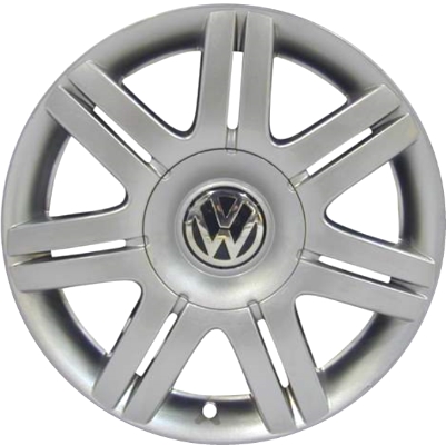 Volkswagen Passat 2005 powder coat silver 17x7 aluminum wheels or rims. Hollander part number ALY69808, OEM part number 3B0601025MZ31.