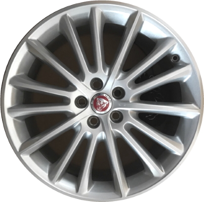 Jaguar XE 2017-2019 powder coat silver 19x7.5 aluminum wheels or rims. Hollander part number ALY59985, OEM part number T4N1679.